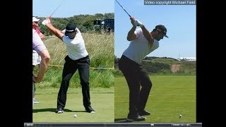 Jon Rahm golf swing  Long Iron faceon amp downtheline July 2017 [upl. by Gerdy]