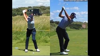 Justin Thomas golf swing  Long Iron faceon amp downtheline July 2017 [upl. by Illene]