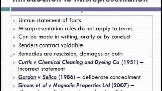 Misrepresentation Lecture 1 of 4 [upl. by Brigida464]